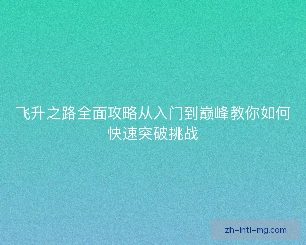 飞升之路全面攻略从入门到巅峰教你如何快速突破挑战