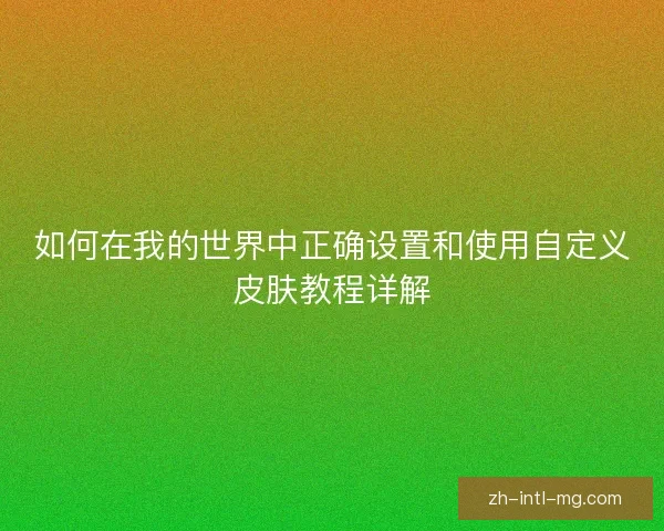 如何在我的世界中正确设置和使用自定义皮肤教程详解